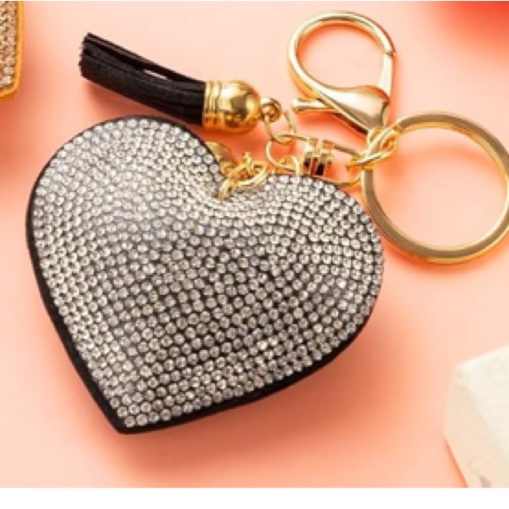 Rhinestone Heart-Shaped purse/bag charm keychain
